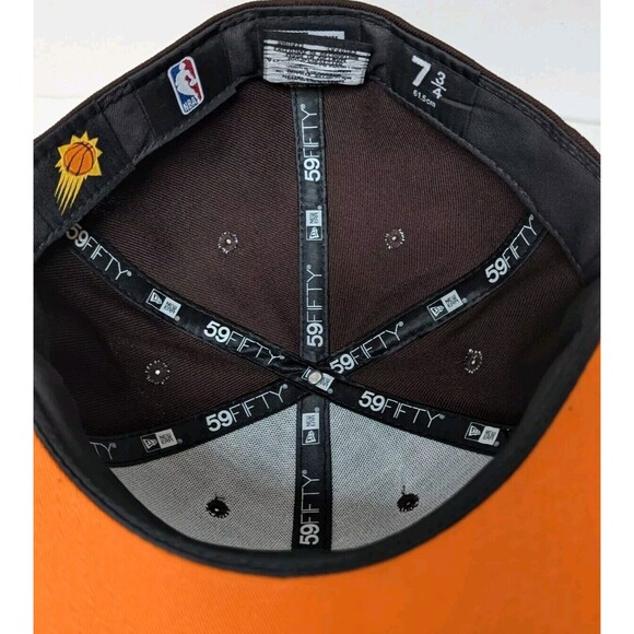 NBA PHOENIX SUNS BURNT WOOD NEW ERA 59 FIFTY FITTED MENS HAT SZ 7 3/4 BROWN NEW - Picture 7 of 7